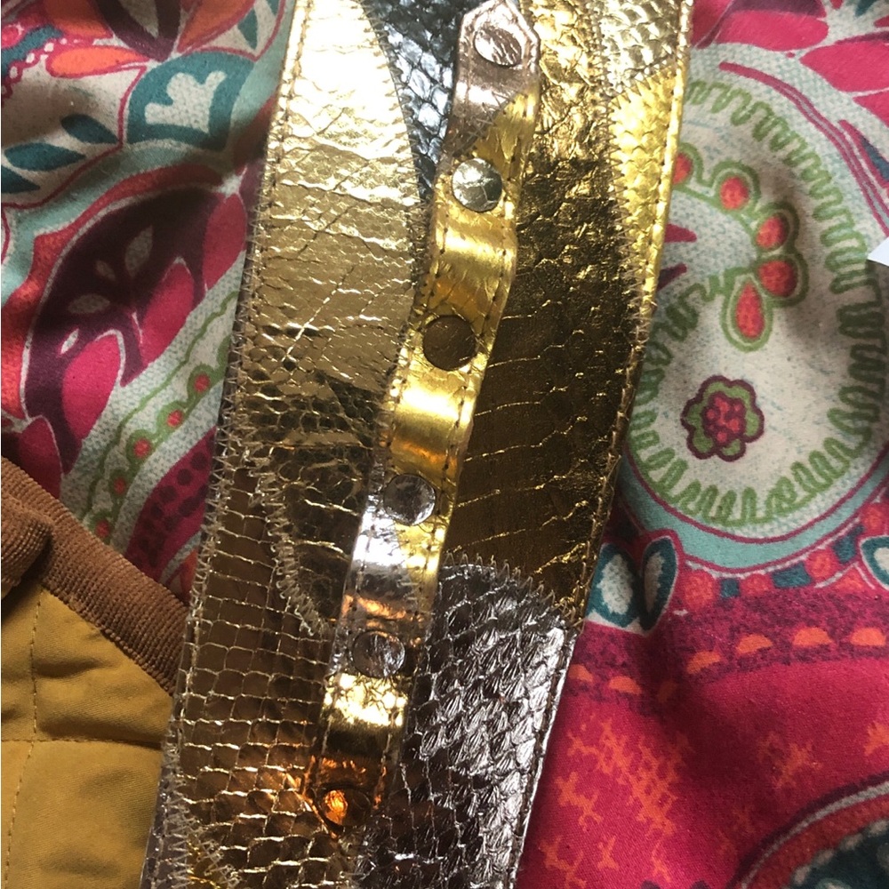 Genuine Snake Skin Metallic Gold Belt - Picture 9 of 9